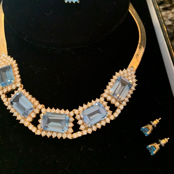 14 karat yellow gold, blue topaz & diamonds- - Picture 4 of 4